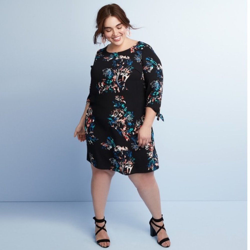 Evri black floral print dress 0X